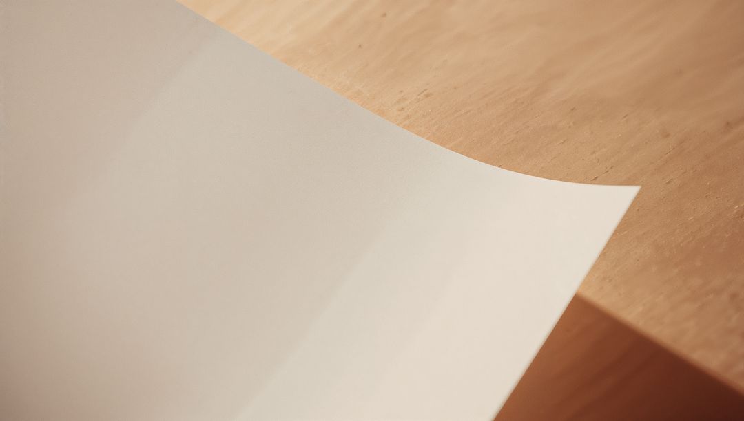 Minimalist Design with White Paper on Wooden Desk