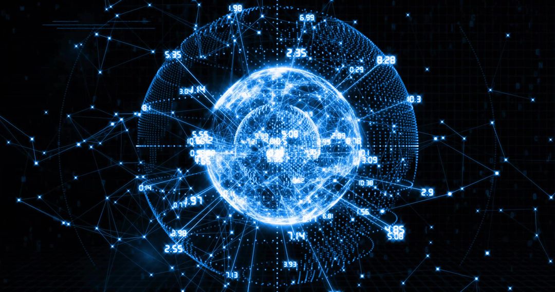 Digital Network Sphere in Futuristic Virtual Space