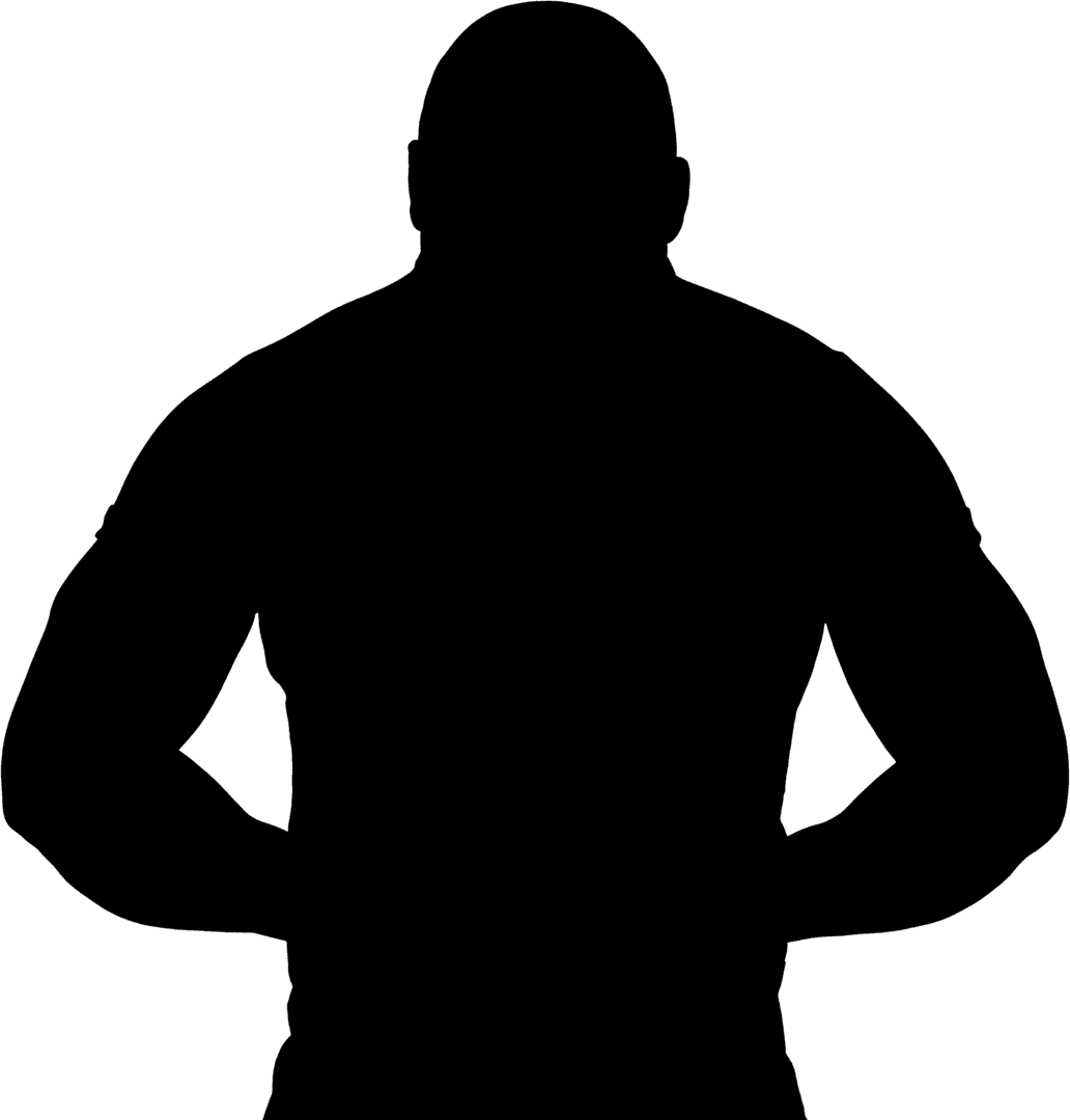 Digital Silhouette of Man Flexing Muscles on Transparent PNG