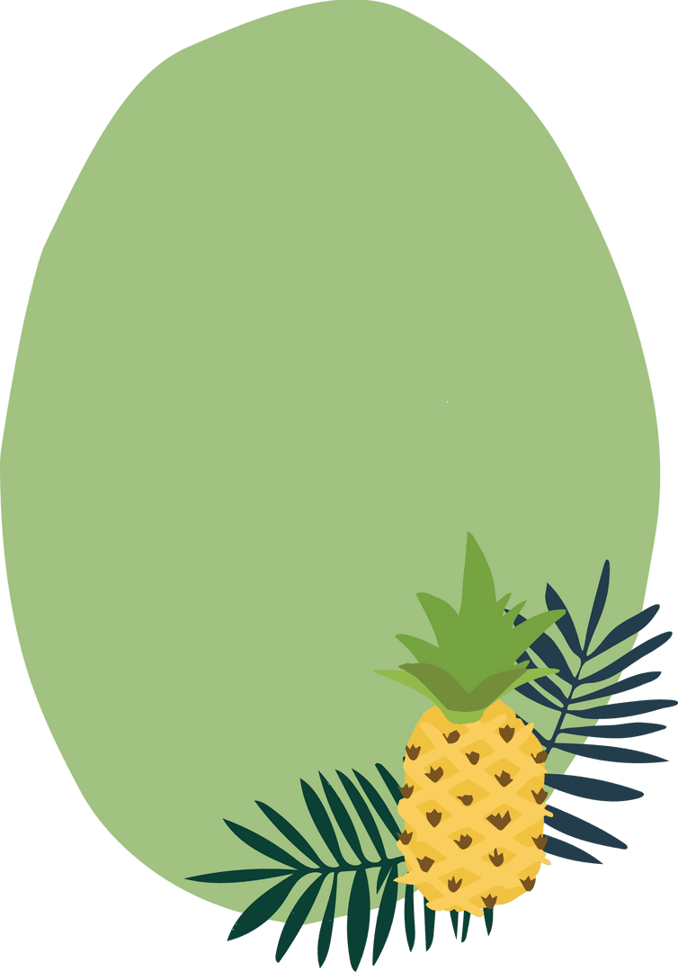 Transparent Design Frame with Pineapple and Tropical Leaves
