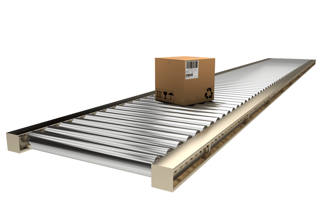 Cardboard Box on Transparent Conveyor Production Line