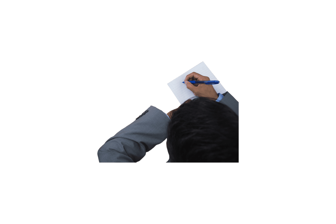 Businessman Writing Notes on Transparent Background PNG