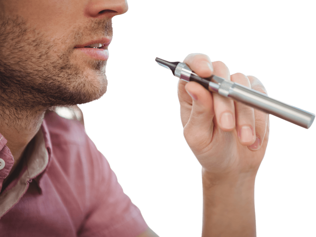 Transparent Close-Up of Man with Electronic Cigarette