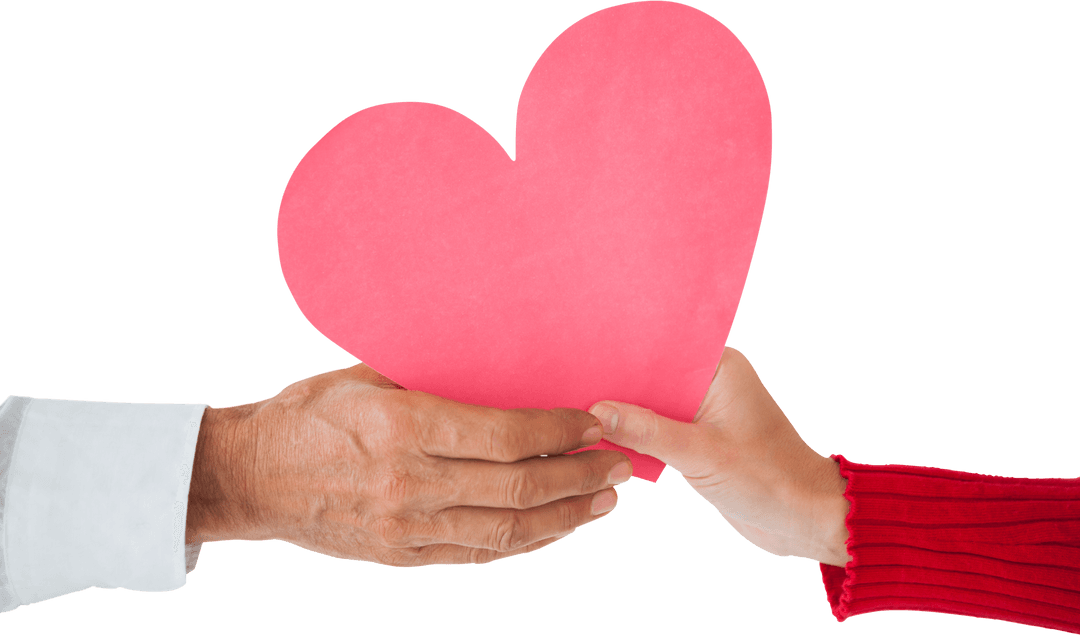Transparent Hands Holding Paper Heart for Valentine's Day