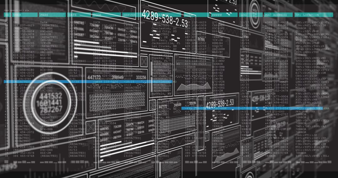 Futuristic Data Interface with Numbers and Analytics