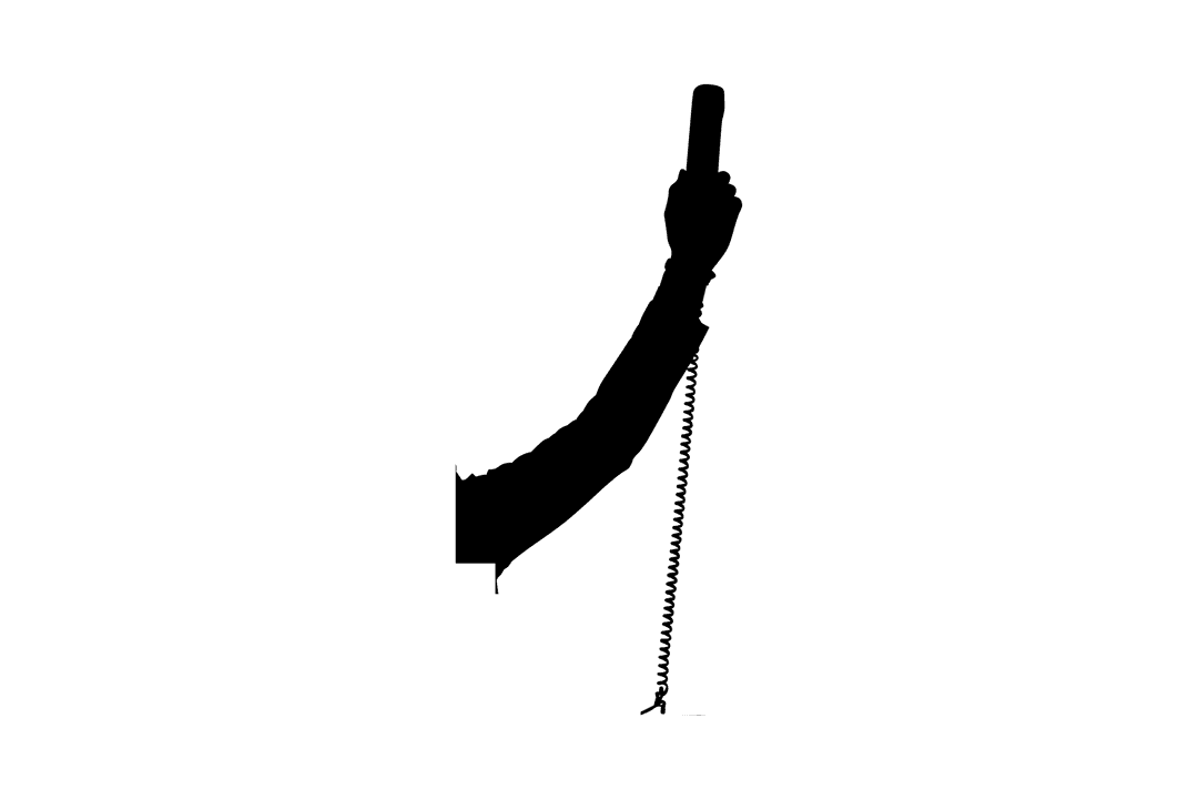 Transparent Hand Holding Telephone Silhouette on Blank Background