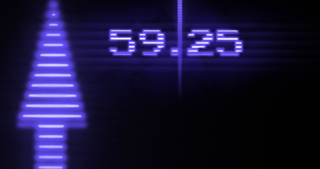 Neon Digital Arrow and Numbers Display on Black