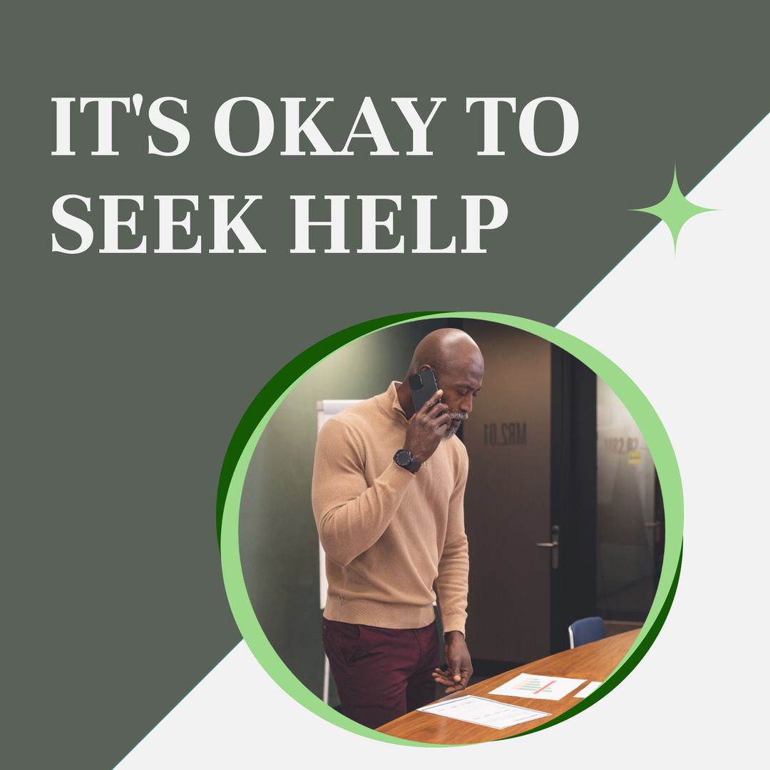 African American Man Seeking Help via Phone for Support and Guidance