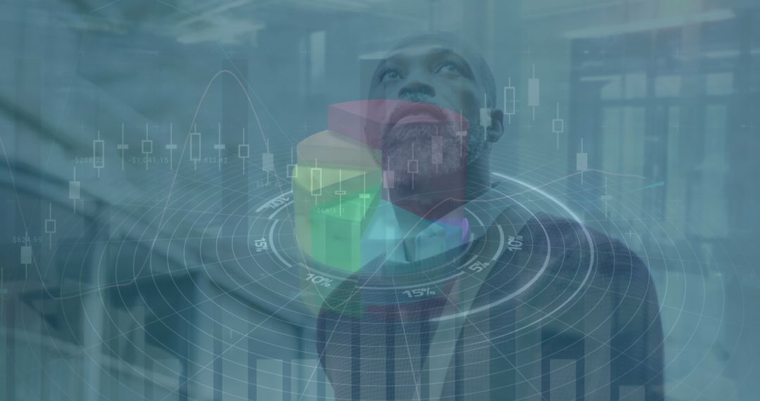 Financial Data Processing with Businessman and Digital Dashboard