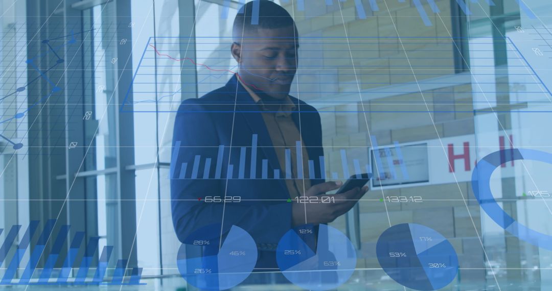 Innovative Businessman Analyzing Data on Smartphone