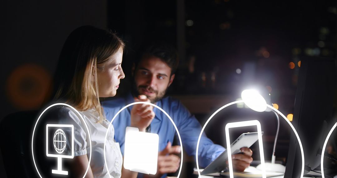 Colleagues Collaborating on Digital Innovation Concept