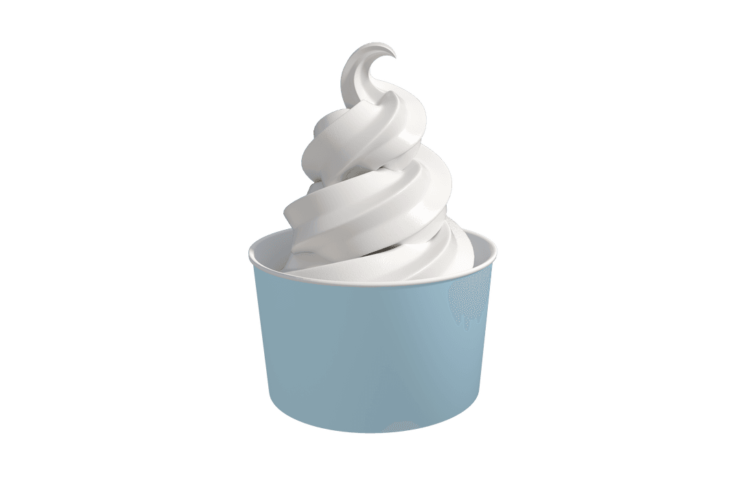Vector Illustration of Soft Serve Ice Cream in Blue Cup on Transparent Background
