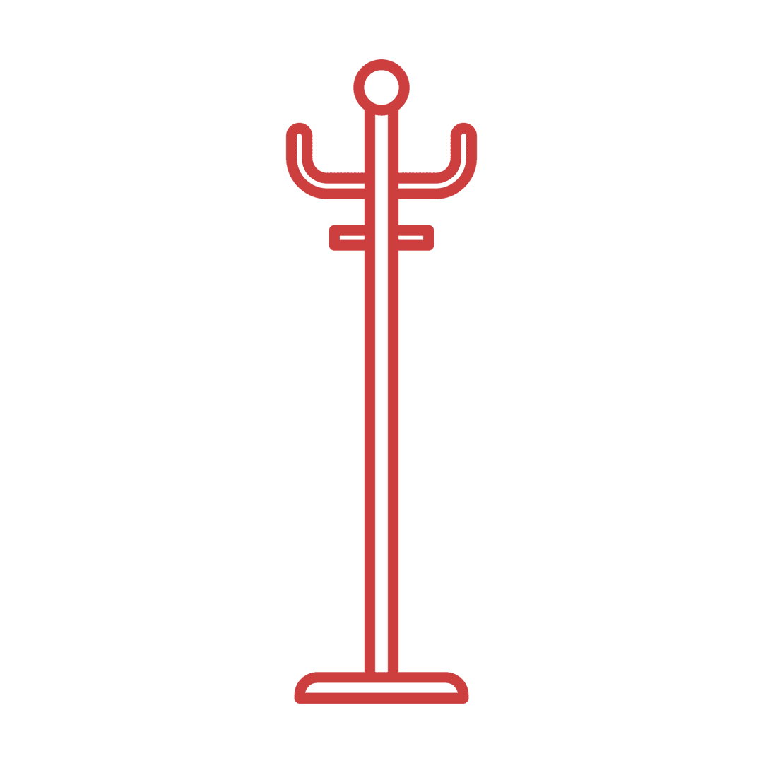 Minimalistic Red Coat Stand on Transparent Background