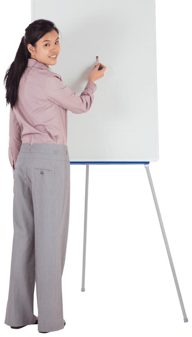 Transparent Woman Sketching Business Idea on Easel