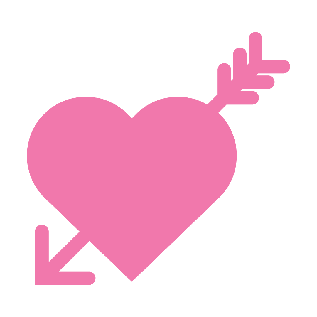 Pink Heart with Arrow on Transparent Background for Valentine's Day