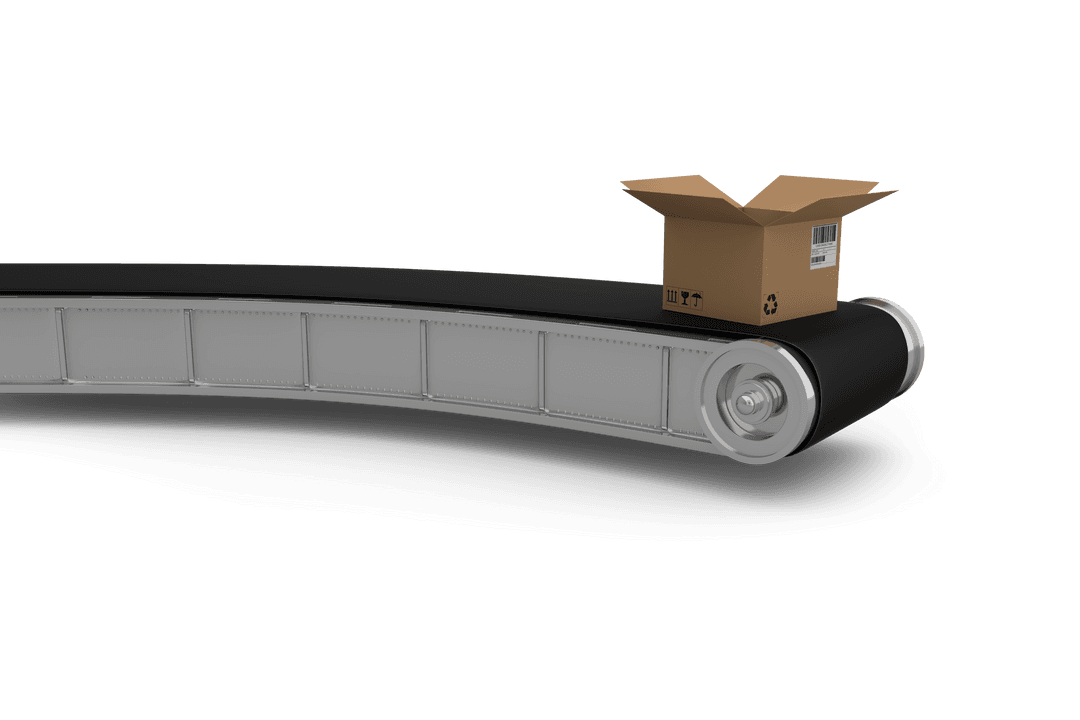 Transparent Cardboard Box on Conveyor Belt Illustration