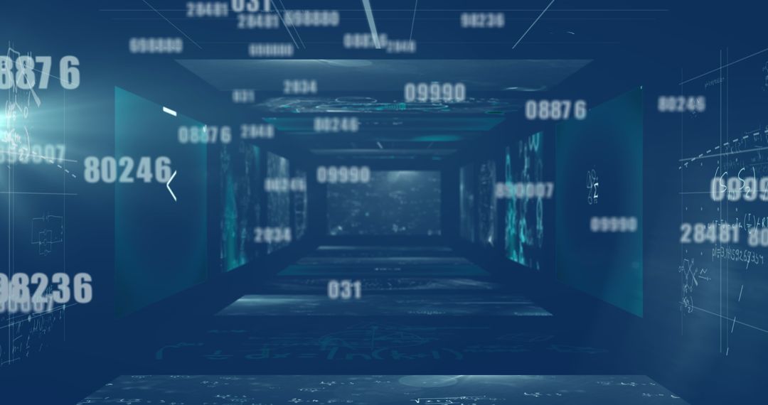Abstract Digital Interface with Floating Numbers and Data Visualization - Free Images, Stock Photos and Pictures on Pikwizard.com