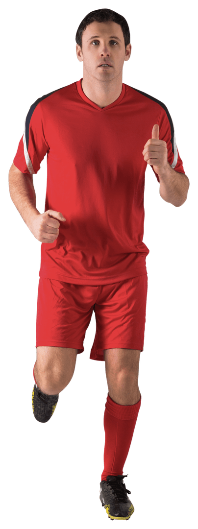 Transparent Football Player Running in Red Kit Isolated