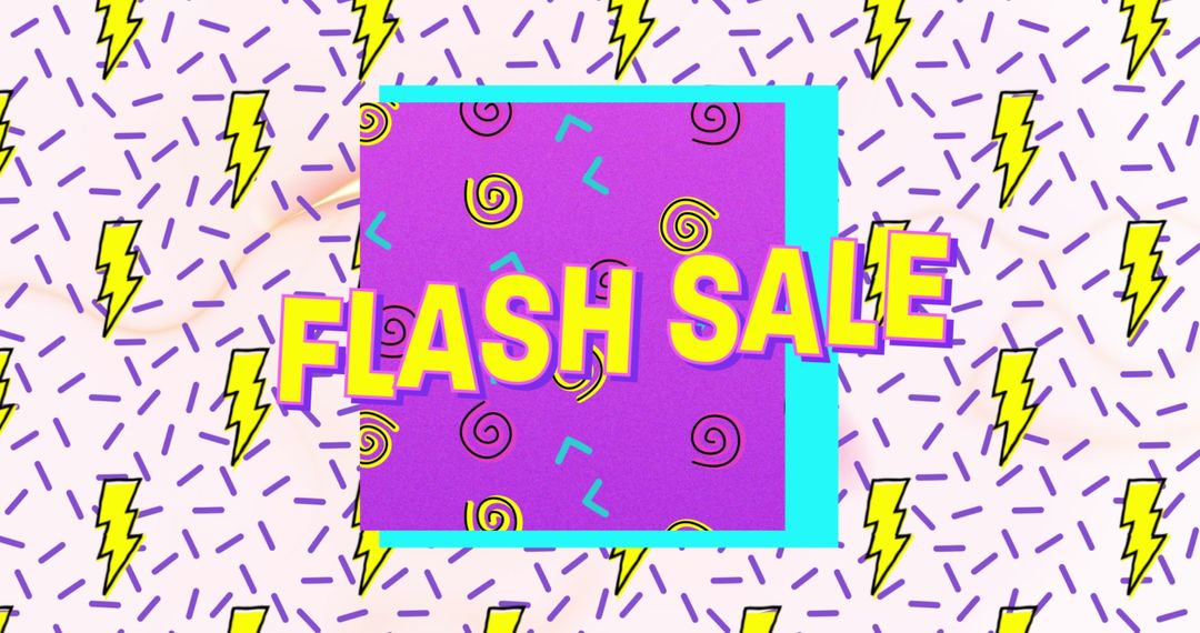 Vibrant Flash Sale Announcement with Retro Lightning Design