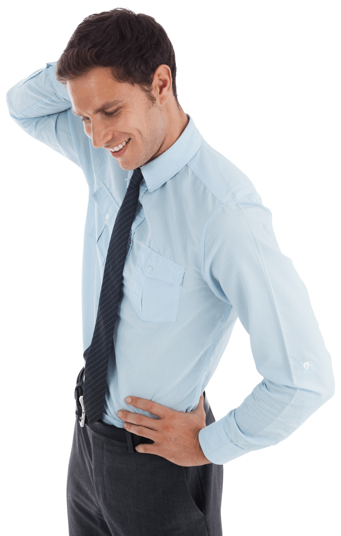 Happy Businessman Smiling on Transparent Background