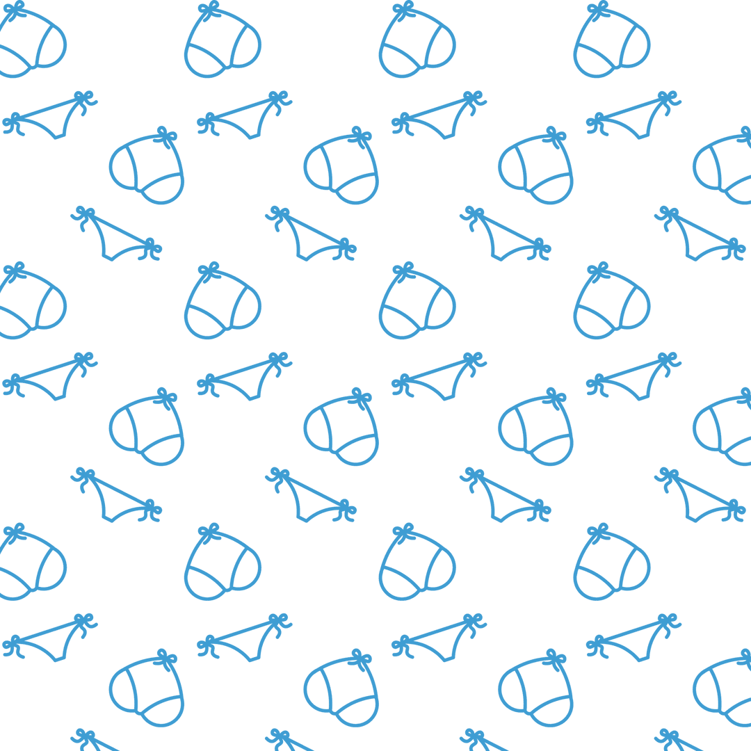 Repeating Blue Bikini Pattern on Transparent Background