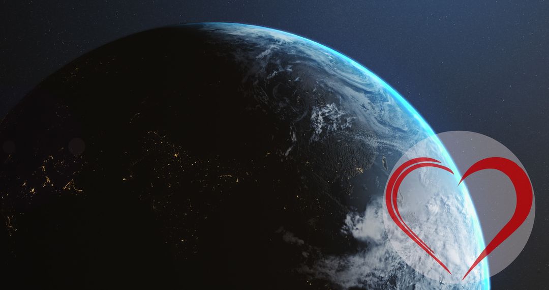 Earth with Heart Overlay Symbolizing Global Love and Unity