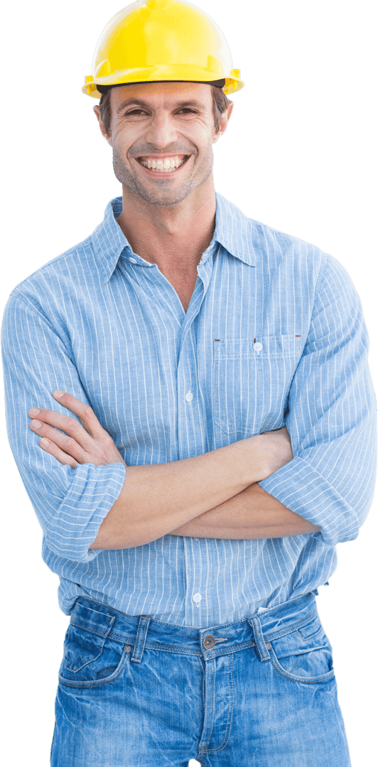 Confident Architect Smiling with Arms Crossed Transparent Background