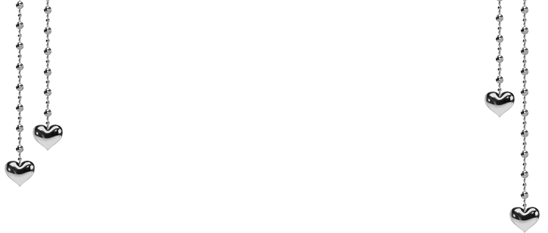 Elegant Shiny Silver Heart Chains on Transparent Background