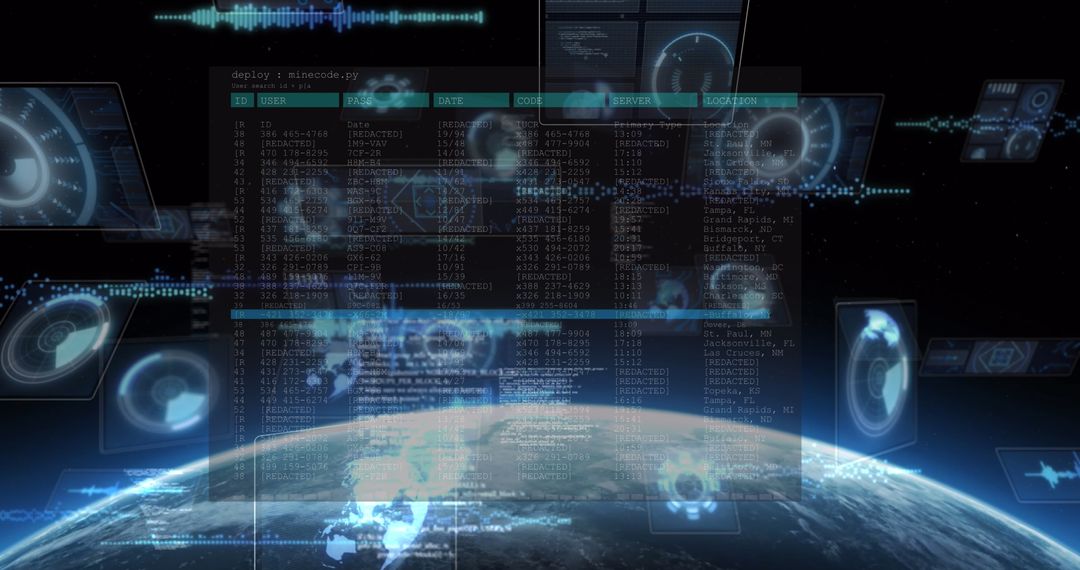 Digital Interface Over Earth with Global Data Visualization