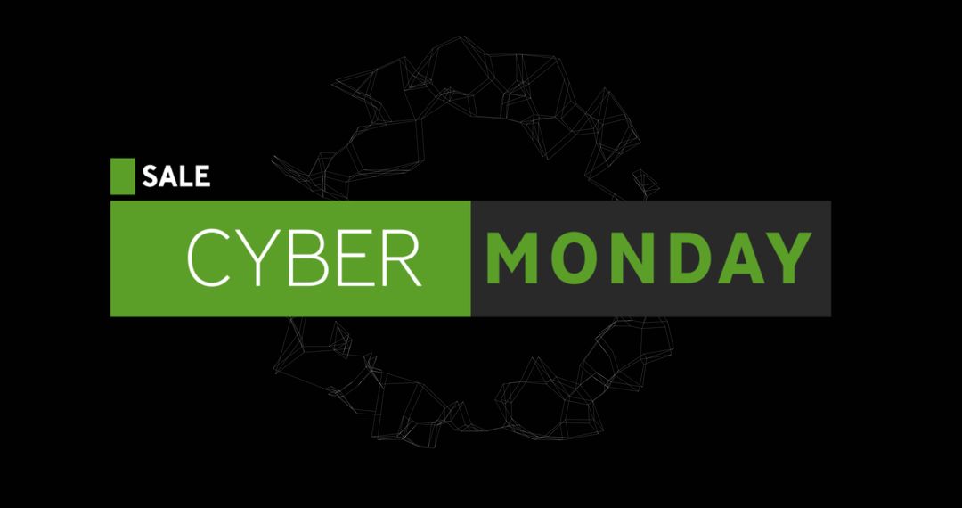 Cyber Monday Sale Announcement in Digital Style on Black Background