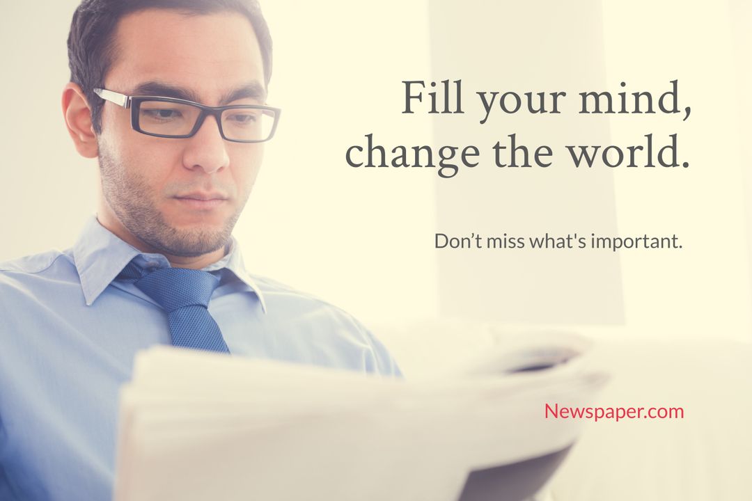 Focused Man in Glasses Reading Newspaper for Knowledge