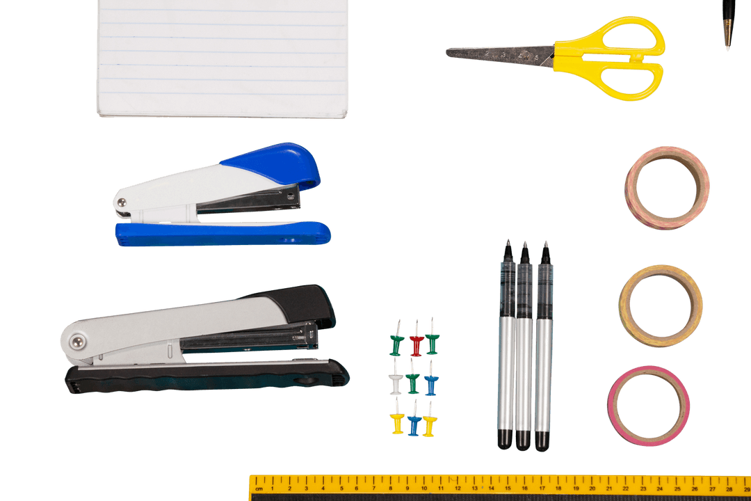 Office Essentials on Transparent Background Vector Image