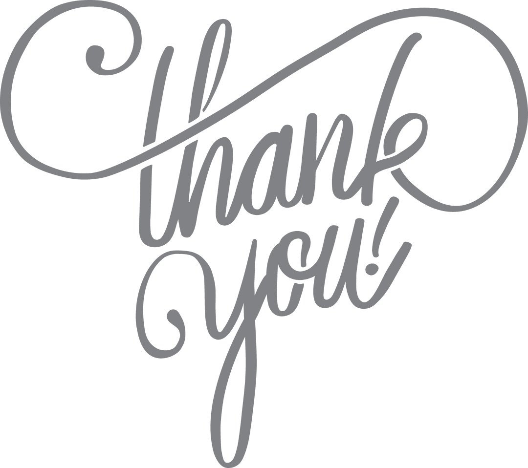 Elegant Decorative Thank You Text with Transparent Background