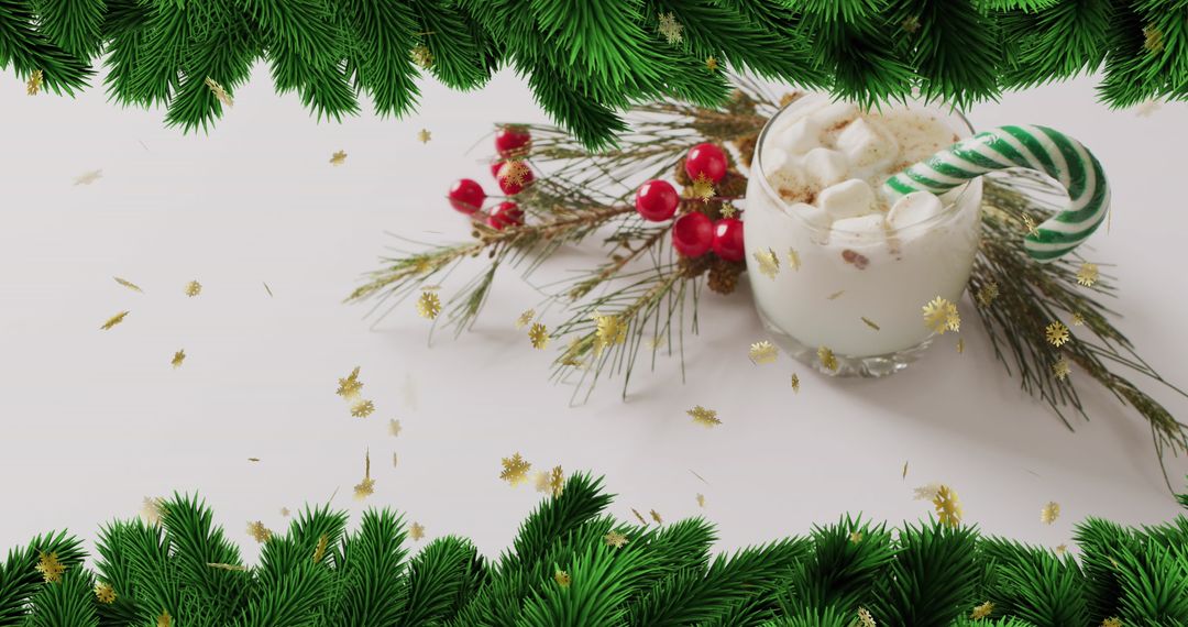 Festive Christmas Hot Cocoa with Marshmallows and Candy Cane