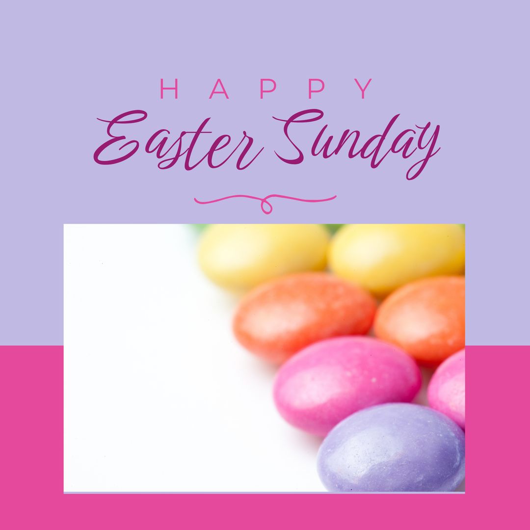 Happy Easter Sunday Text Over Colorful Chocolate Easter Eggs - Download Free Stock Templates Pikwizard.com