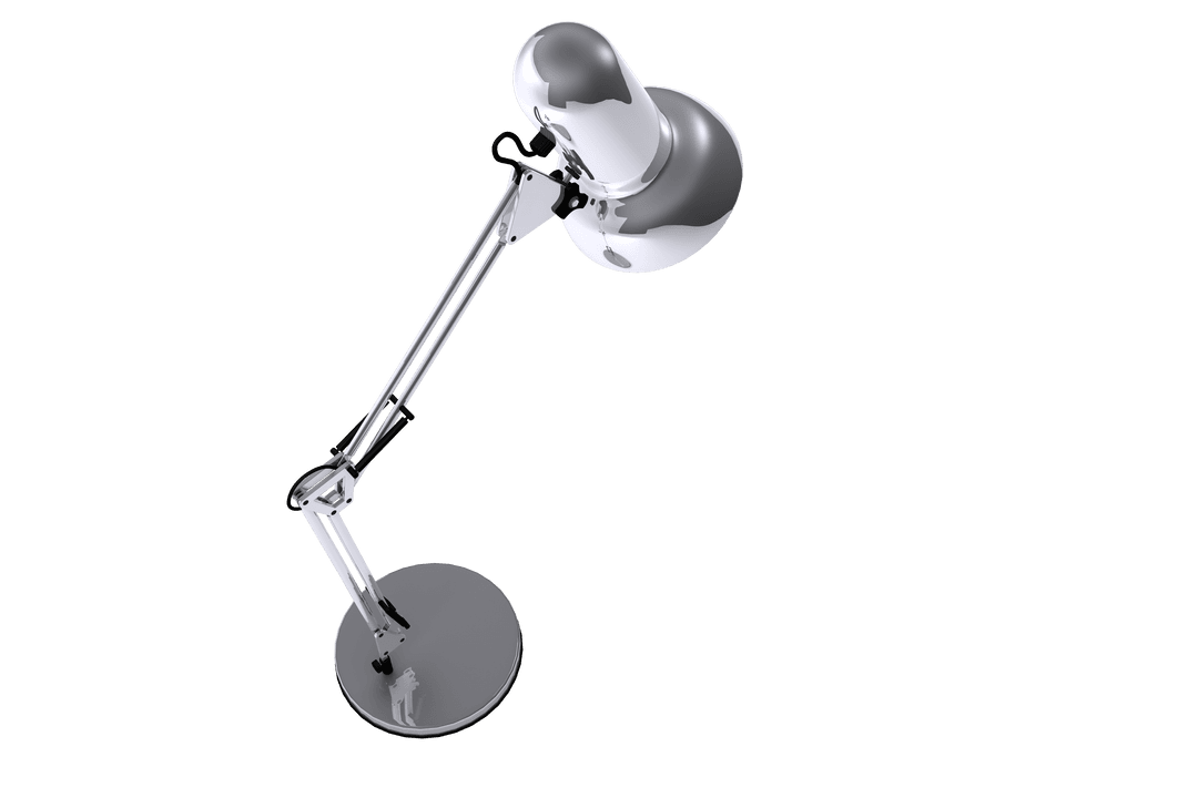 Gray desk lamp on transparent background for workspaces