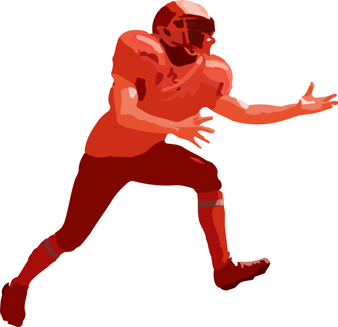 Football Player in Action Running Transparent Background