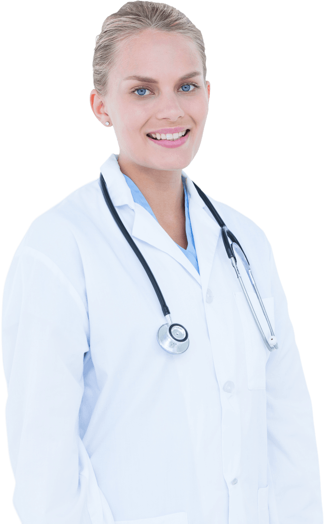 Professional Female Doctor Smiling Confidently on Transparent Background