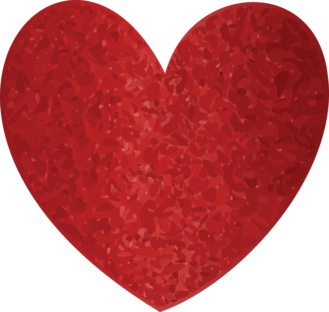 Large Red Heart Illustration on Transparent Background
