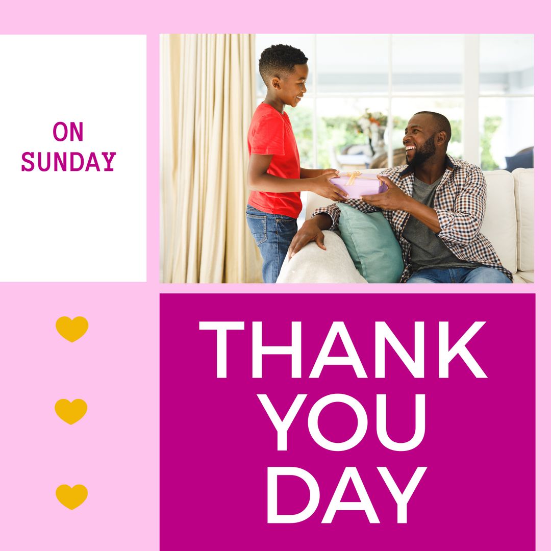 Father and Son Celebrating with Gift Giving on Thank You Day