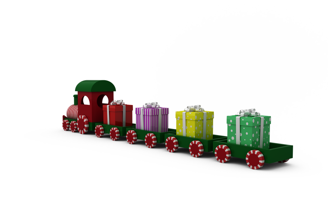 Colorful Train Carrying Christmas Gifts on Transparent Background - Download Free Stock Images Pikwizard.com