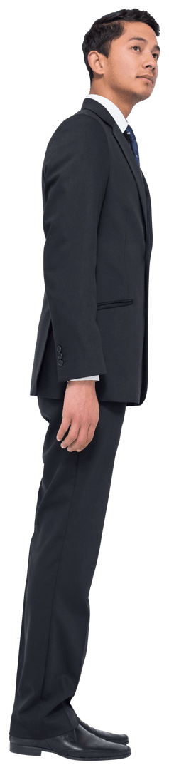 Side Profile of Asian Businessman in Suit on Transparent Background
