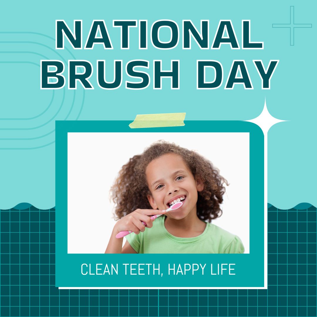 Happy Child Brushing Teeth for National Brush Day Awareness