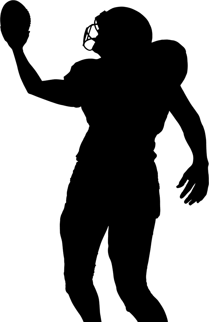 Quarterback Throwing Football Preparation with Transparent Background