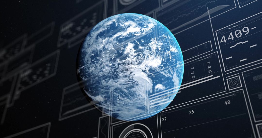 Planet Earth with Digital Data Overlay Concept