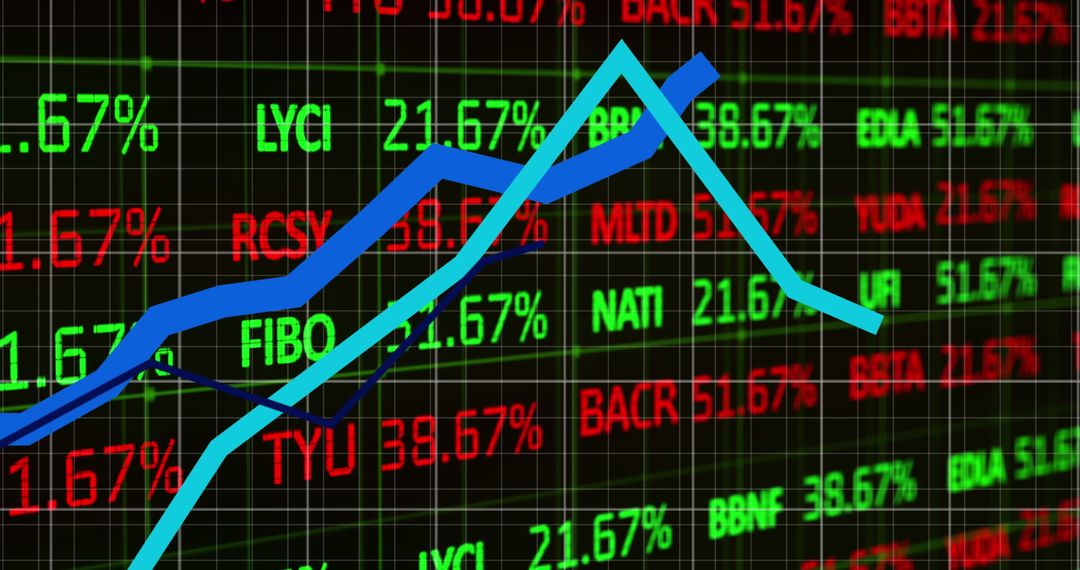 Digital Financial Market Chart with Rising and Falling Trends