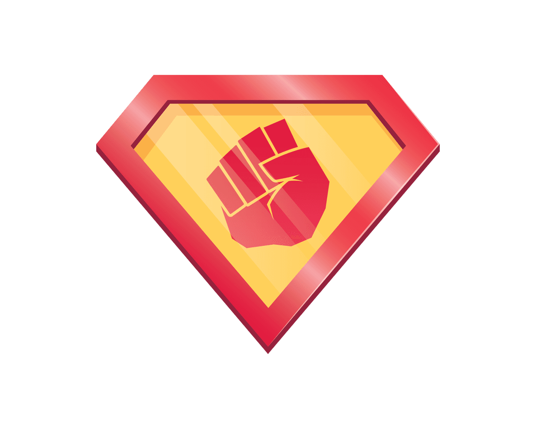 Transparent Red and Yellow Power Fist Emblem Symbol