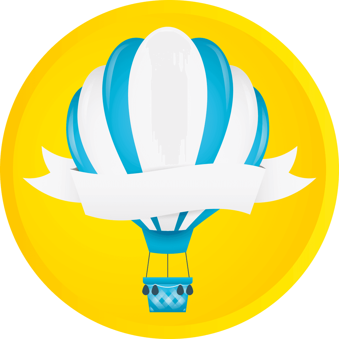 Transparent Hot Air Balloon with Blank Copy Space on Yellow Circle