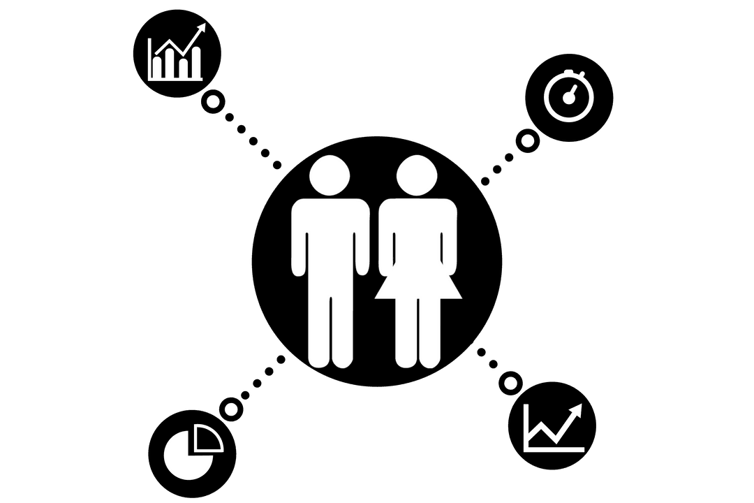 People and Business Chart Symbols on Transparent Background