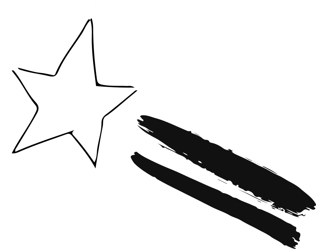 Stylized White Star on Transparent Background With Dynamic Brushstrokes